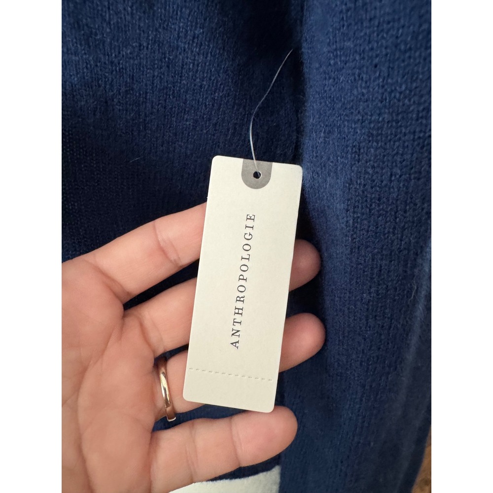 NWT Pilcro Jensen 100% Cashmere Crop Polo Sweater Anthropologie Size XS Navy - Picture 10 of 10